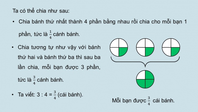 Soạn giáo án điện tử toán 4 KNTT Bài 54: Phân số và phép chia số tự nhiên