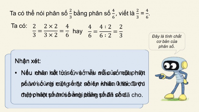 Soạn giáo án điện tử toán 4 KNTT Bài 55: Tính chất cơ bản của phân số