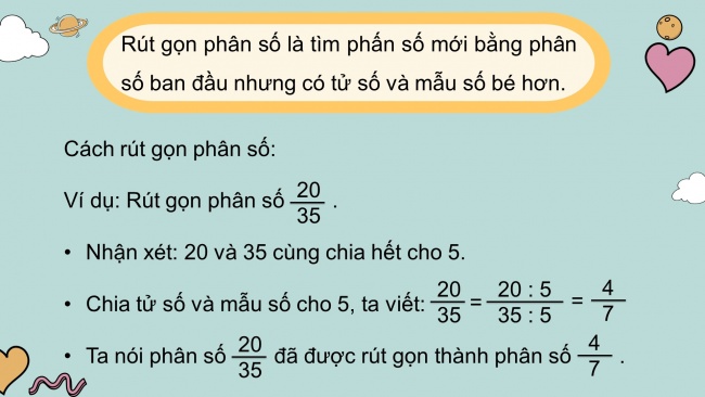 Soạn giáo án điện tử toán 4 KNTT Bài 56: Rút gọn phân số