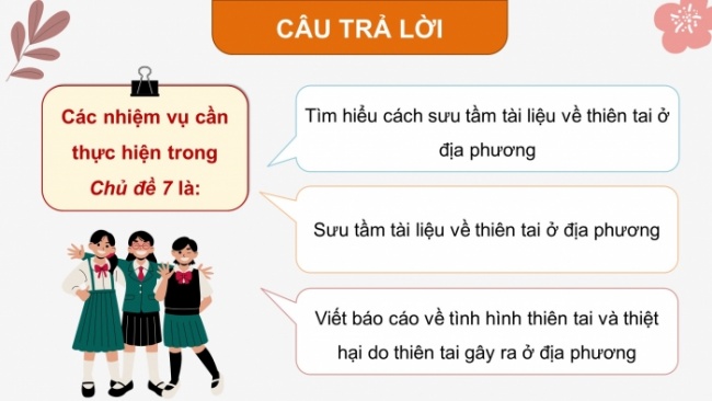 Soạn giáo án điện tử HĐTN 8 CTST (bản 1) Chủ đề 7: Truyền thông phòng tránh thiên tai - Nhiệm vụ 1, 2