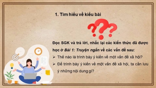 Soạn giáo án điện tử Ngữ văn 8 CD Bài 6 Nói và nghe: Trình bày ý kiến về một vấn đề xã hội