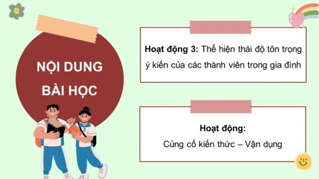 Soạn giáo án điện tử HĐTN 8 CTST (bản 1) Chủ đề 4: Sống hoà hợp trong gia đình - Nhiệm vụ 3