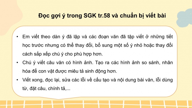 Soạn giáo án điện tử tiếng việt 4 cánh diều Bài 14 Viết 3: Luyện tập tả con vật