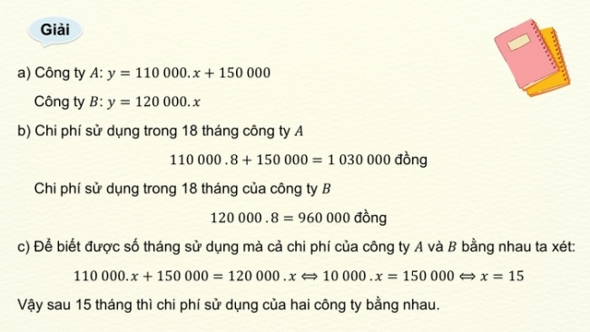 Soạn giáo án điện tử Toán 8 KNTT Hoạt động thực hành trải nghiệm 1: Một vài ứng dụng của hàm số bậc nhất trong tài chính