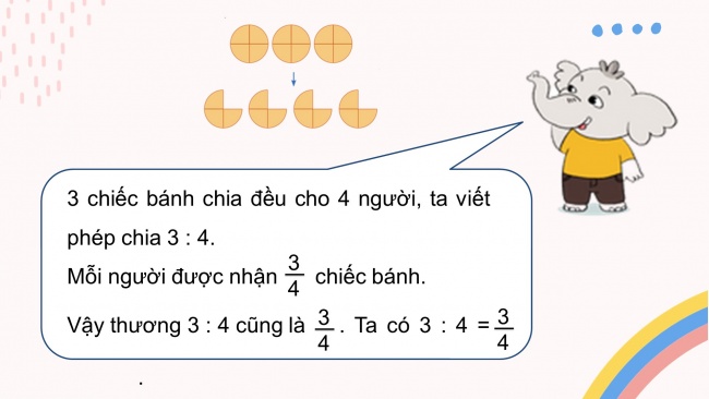 Soạn giáo án điện tử toán 4 cánh diều Bài 55: Phân số và phép chia số tự nhiên