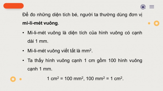 Soạn giáo án điện tử toán 4 cánh diều Bài 69: Mi-li-mét vuông