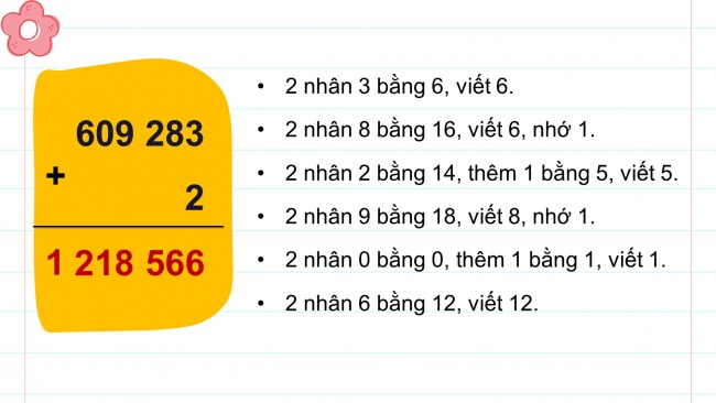 Soạn giáo án điện tử toán 4 CTST Bài 44: Nhân với số có một chữ số