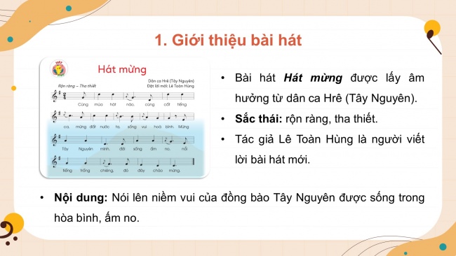 Soạn giáo án điện tử âm nhạc 4 cánh diều Tiết 19: Hát: Hát mừng