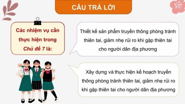 Soạn giáo án điện tử HĐTN 8 CTST (bản 1) Chủ đề 7: Truyền thông phòng tránh thiên tai - Nhiệm vụ 1, 2