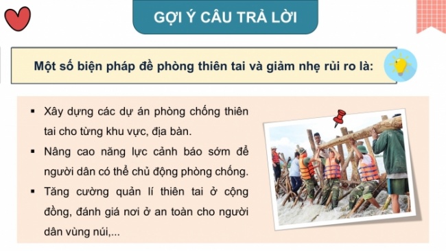 Soạn giáo án điện tử HĐTN 8 CTST (bản 2) Chủ đề 6: Đề phòng thiên tai và giảm nhẹ rủi ro - Hoạt động 3