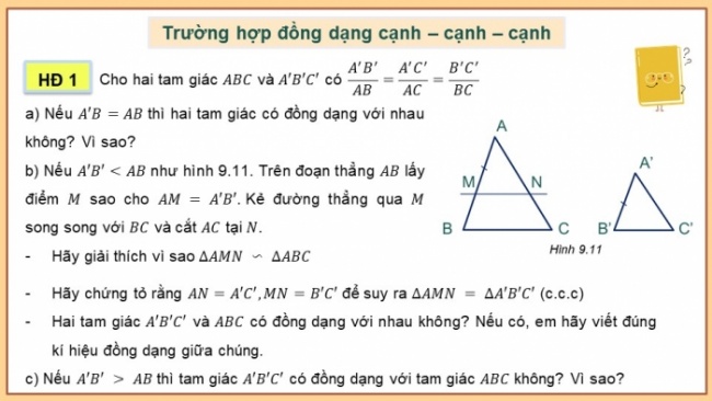 Soạn giáo án điện tử Toán 8 KNTT Bài 34: Ba trường hợp đồng dạng của hai tam giác