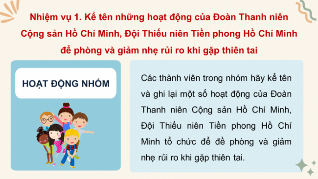 Soạn giáo án điện tử HĐTN 8 CTST (bản 2) Chủ đề 6: Đề phòng thiên tai và giảm nhẹ rủi ro - Hoạt động 5, 6