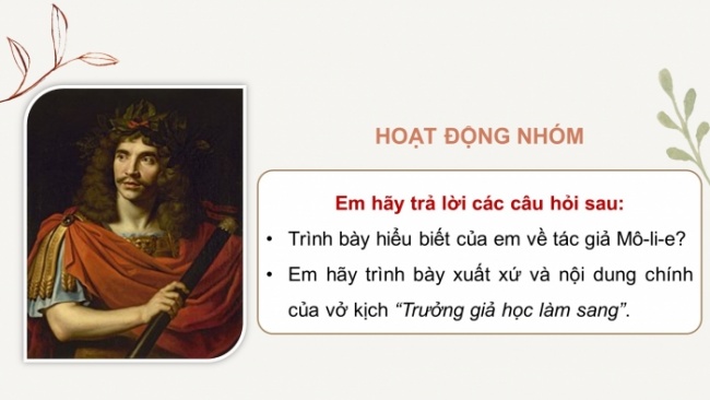 Soạn giáo án điện tử Ngữ văn 8 CD Bài 4 Đọc 3: Ông Giuốc-đanh mặc lễ phục