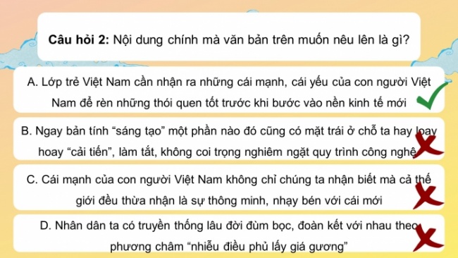 Soạn giáo án điện tử Ngữ văn 8 CD Bài 5 Tự đánh giá: Chuẩn bị hành trang vào thế kỉ mới