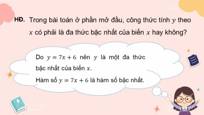 Soạn giáo án điện tử Toán 8 CD Chương 3 Bài 3: Hàm số bậc nhất y = ax + b (a ≠ 0)