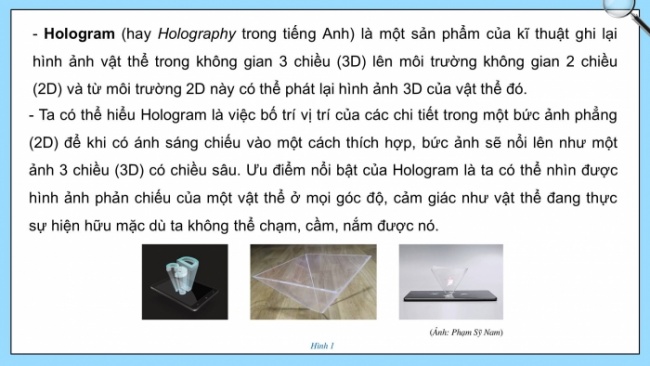 Soạn giáo án điện tử Toán 8 CD: HĐ thực hành và trải nghiệm - Chủ đề 2: Thực hành tạo Hologram