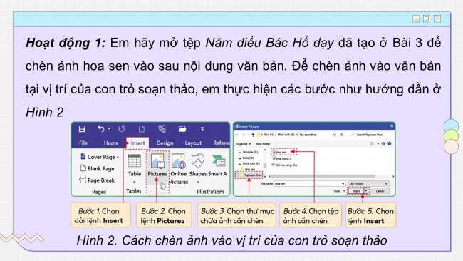 Soạn giáo án điện tử tin học 4 cánh diều Chủ đề E2 Bài 4: Chèn ảnh vào văn bản