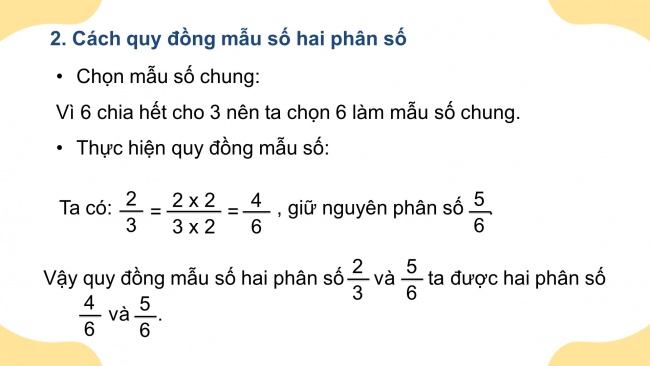 Soạn giáo án điện tử toán 4 cánh diều Bài 60: Quy đồng mẫu số các phân số