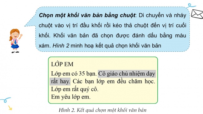 Soạn giáo án điện tử tin học 4 cánh diều Chủ đề E2 Bài 6: Các thao tác cơ bản với khối văn bản