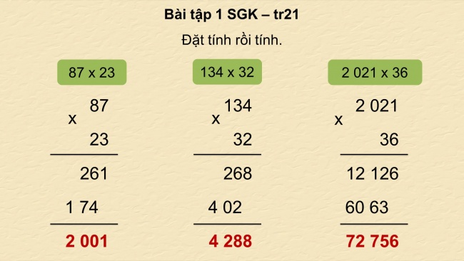 Soạn giáo án điện tử toán 4 KNTT Bài 43: Nhân với số có hai chữ số