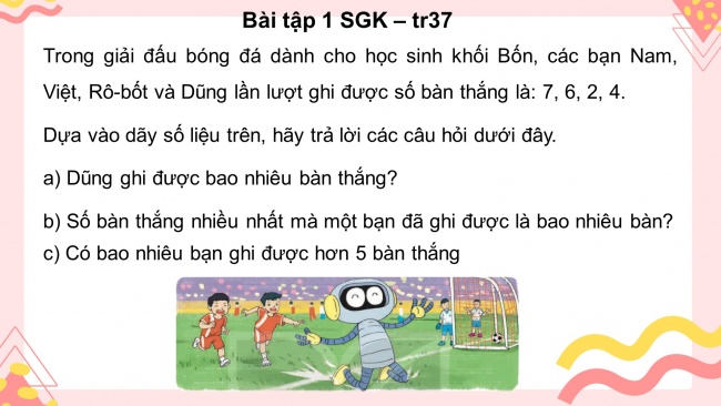 Soạn giáo án điện tử toán 4 KNTT Bài 49: Dãy số liệu thống kê