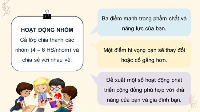 Soạn giáo án điện tử HĐTN 8 CTST (bản 1) Chủ đề 6: Tham gia hoạt động phát triển cộng đồng - Nhiệm vụ 7