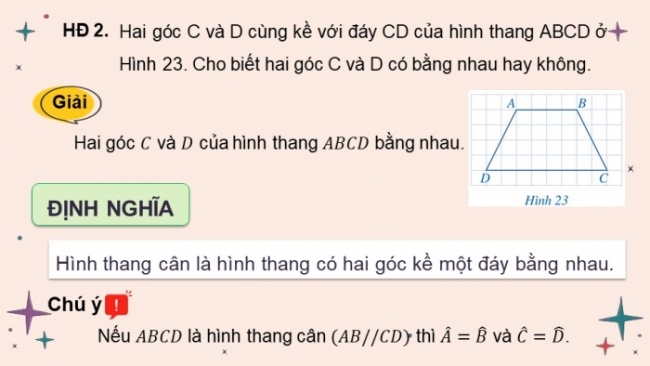 Soạn giáo án điện tử Toán 8 CD Chương 5 Bài 3: Hình thang cân