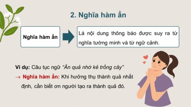 Soạn giáo án điện tử Ngữ văn 8 CD Bài 4 TH tiếng Việt: Nghĩa tường minh và nghĩa hàm ẩn