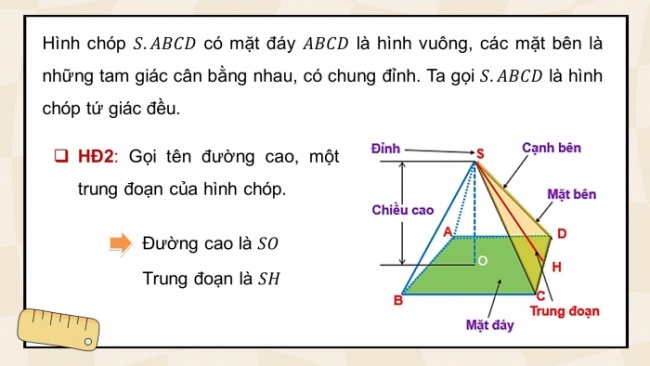 Soạn giáo án điện tử Toán 8 KNTT Bài 39: Hình chóp tứ giác đều