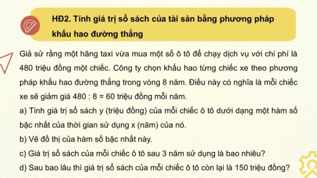 Soạn giáo án điện tử Toán 8 KNTT Hoạt động thực hành trải nghiệm 1: Một vài ứng dụng của hàm số bậc nhất trong tài chính