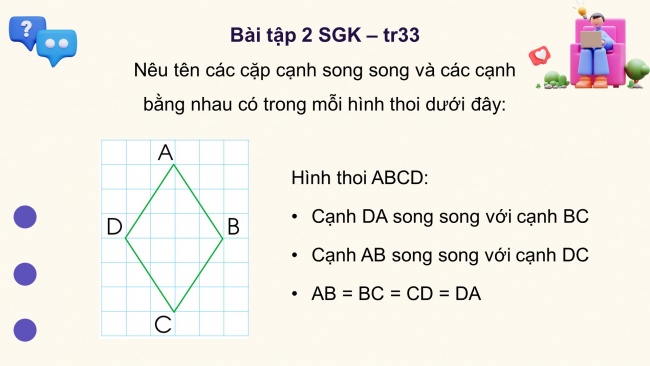 Soạn giáo án điện tử toán 4 cánh diều Bài 66: Hình thoi