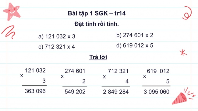 Soạn giáo án điện tử toán 4 CTST Bài 44: Nhân với số có một chữ số