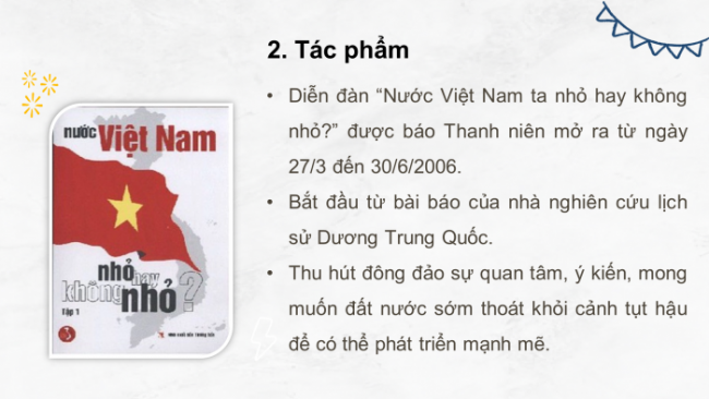 Soạn giáo án điện tử Ngữ văn 8 CD Bài 5 Đọc 4: Nước Việt Nam ta nhỏ hay không nhỏ?