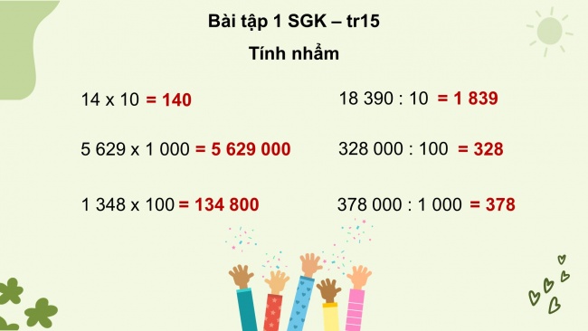 Soạn giáo án điện tử toán 4 KNTT Bài 41: Nhân, chia với 10, 100, 10000,...