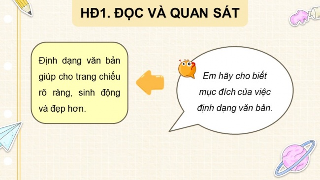 Soạn giáo án điện tử tin học 4 CTST Bài 10: Định dạng, tạo hiệu ứng cho trang chiếu