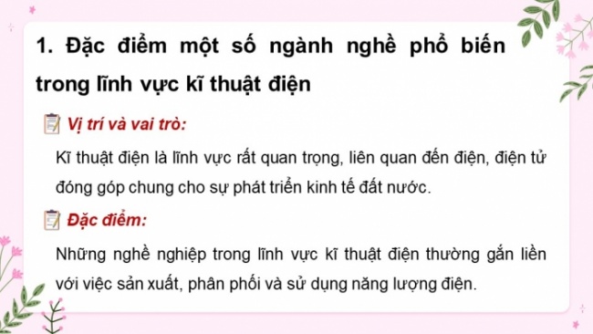 Soạn giáo án điện tử Công nghệ 8 KNTT Bài 17: Ngành nghề trong lĩnh vực kĩ thuật điện