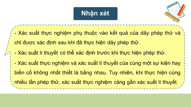 Soạn giáo án điện tử Toán 8 CTST Chương 9 Bài 2: Xác suất lí thuyết và xác suất thực nghiệm