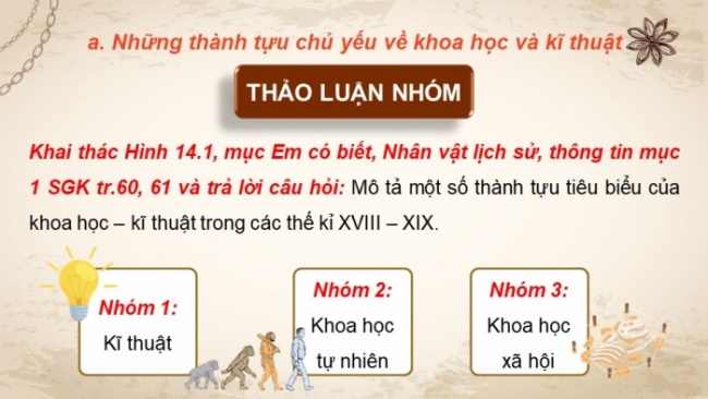 Soạn giáo án điện tử Lịch sử 8 CTST Bài 14: Sự phát triển của khoa học, kĩ thuật, văn học, nghệ thuật trong các thế kỉ XVIII – XIX