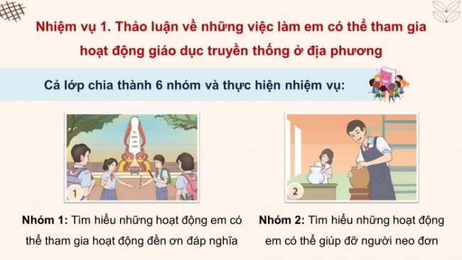 Soạn giáo án điện tử HĐTN 8 CTST (bản 1) Chủ đề 6: Tham gia hoạt động phát triển cộng đồng - Nhiệm vụ 3, 4, 5