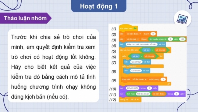 Soạn giáo án điện tử Tin học 8 KNTT Bài 15: Gỡ lỗi