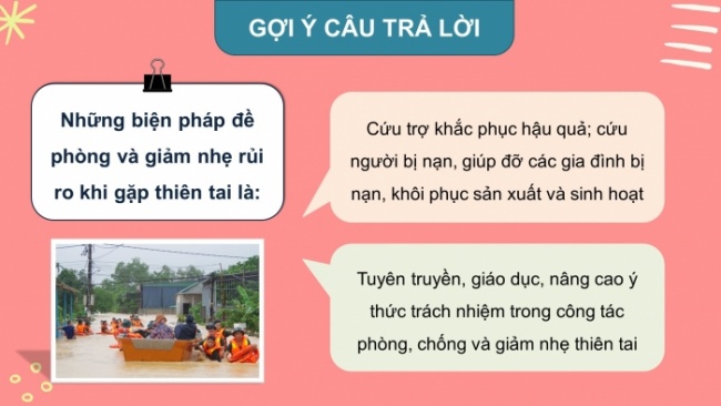 Soạn giáo án điện tử HĐTN 8 CTST (bản 2) Chủ đề 6: Đề phòng thiên tai và giảm nhẹ rủi ro - Hoạt động 1, 2