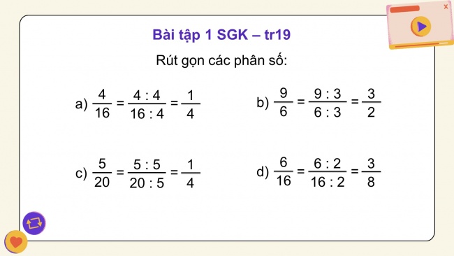 Soạn giáo án điện tử toán 4 cánh diều Bài 59: Rút gọn phân số