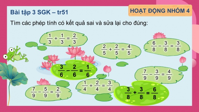 Soạn giáo án điện tử toán 4 cánh diều Bài 74: Trừ các phân số cùng mẫu số
