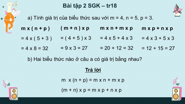 Soạn giáo án điện tử toán 4 KNTT Bài 42: Tính chất phân phối của phép nhân đối với phép cộng