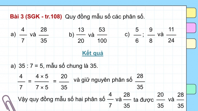 Soạn giáo án điện tử toán 4 KNTT Bài 69: Ôn tập phân số