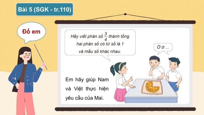 Soạn giáo án điện tử toán 4 KNTT Bài 70: Ôn tập phép tính với phân số