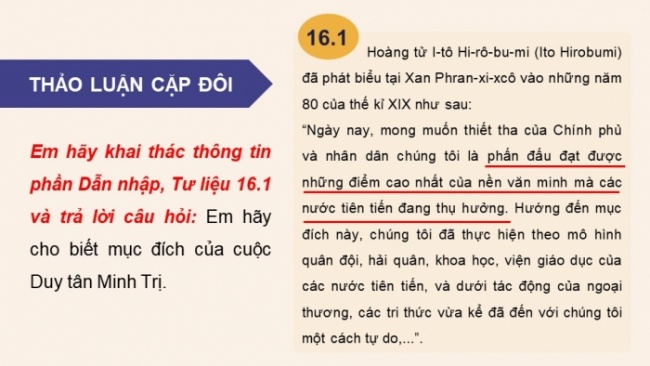 Soạn giáo án điện tử Lịch sử 8 CTST Bài 16: Nhật Bản