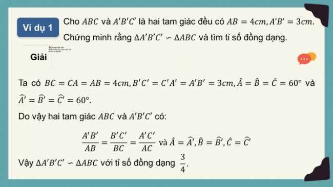 Soạn giáo án điện tử Toán 8 KNTT Bài 33: Hai tam giác đồng dạng