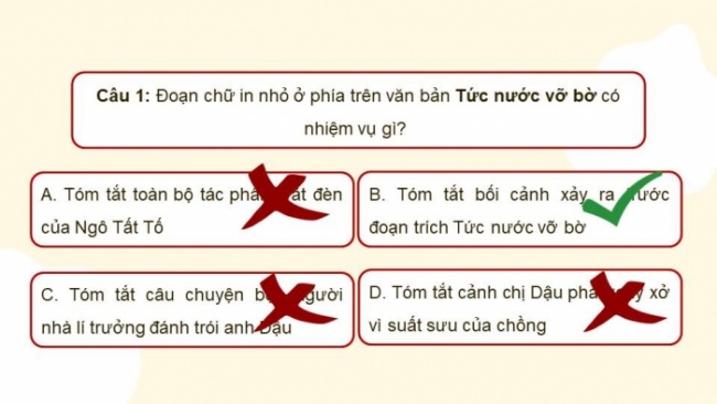 Soạn giáo án điện tử Ngữ văn 8 CD Bài 8 Tự đánh giá: Tức nước vỡ bờ