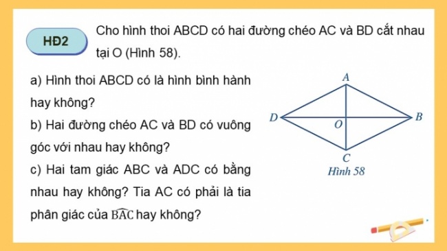 Soạn giáo án điện tử Toán 8 CD Chương 5 Bài 6: Hình thoi